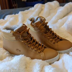 Lacoste Tan Ankle Boots with Fur Lining